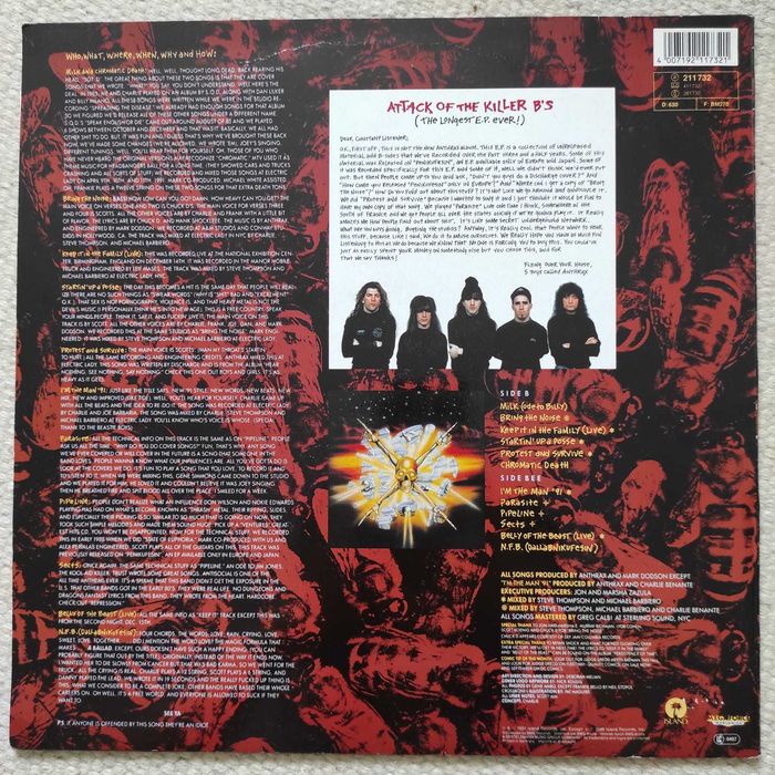 vinil: Anthrax "Attack of the killer B's"