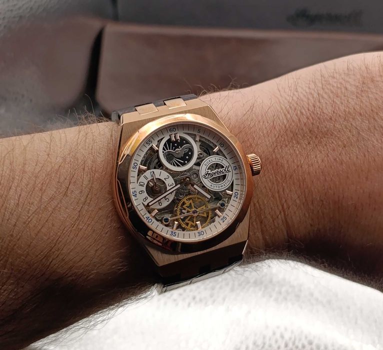 Śliczny zegarek Ingersoll Broadway Automatic dual time, moon phase