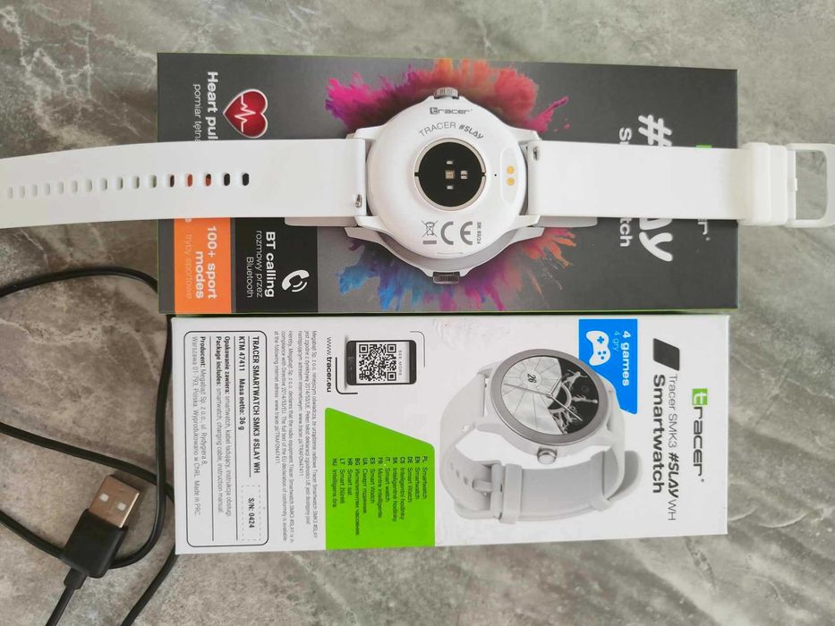 NOWY biały SMARTWATCH sportowy Tracer SMK3 #Slay WH