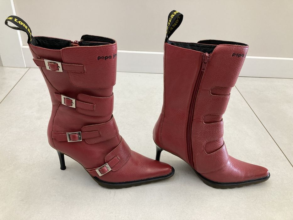 Buty na obcasie PEPE JEANS LONDON - rozmiar 36 czerwone - jak nowe!