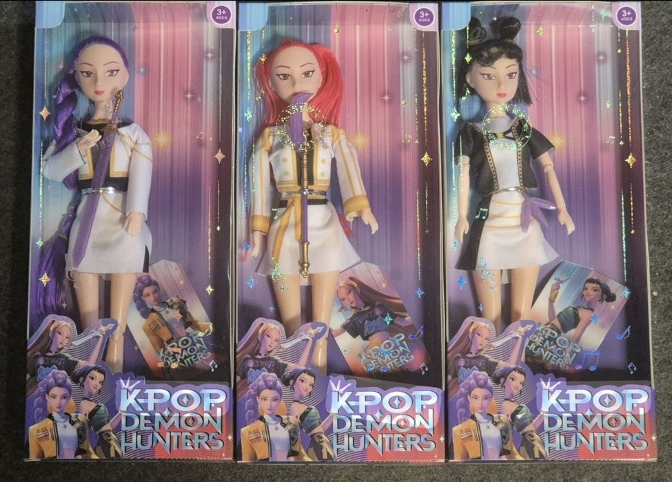 Lalki grające i świecące Hunters Łowczynie Demonów K-POP RUMI ZOEY MIRA 3szt 30 cm