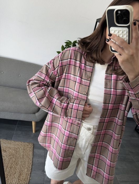 Сорочка в клітинку оверсайз, картата сорочка, Туреччина