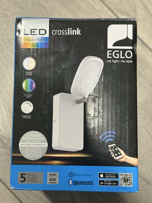 Candeeiro EGLO Crosslink LED RGB + Branco Ajustável – Bluetooth – Novo