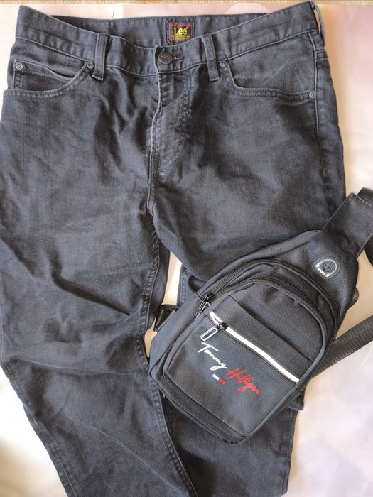 Jeansy męskie czarne LEE 33/32 spodnie jeansowe