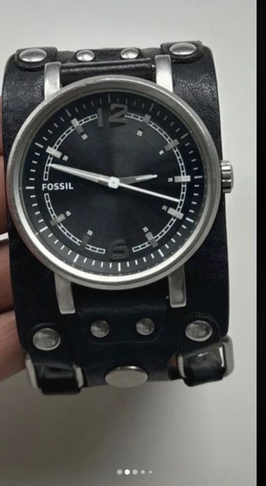Relógio Fossil Rockstar Vintage JR1017, couro preto.
