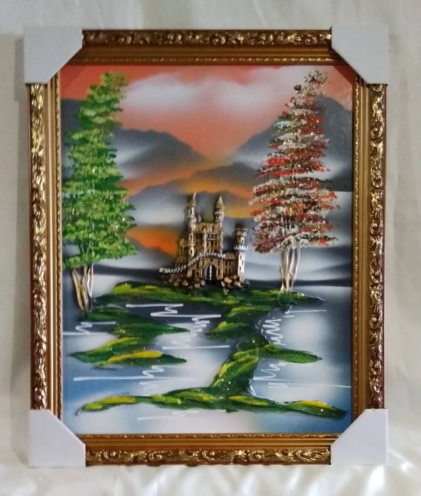 Картина 40х50 см. объемная, аэрография,лепка