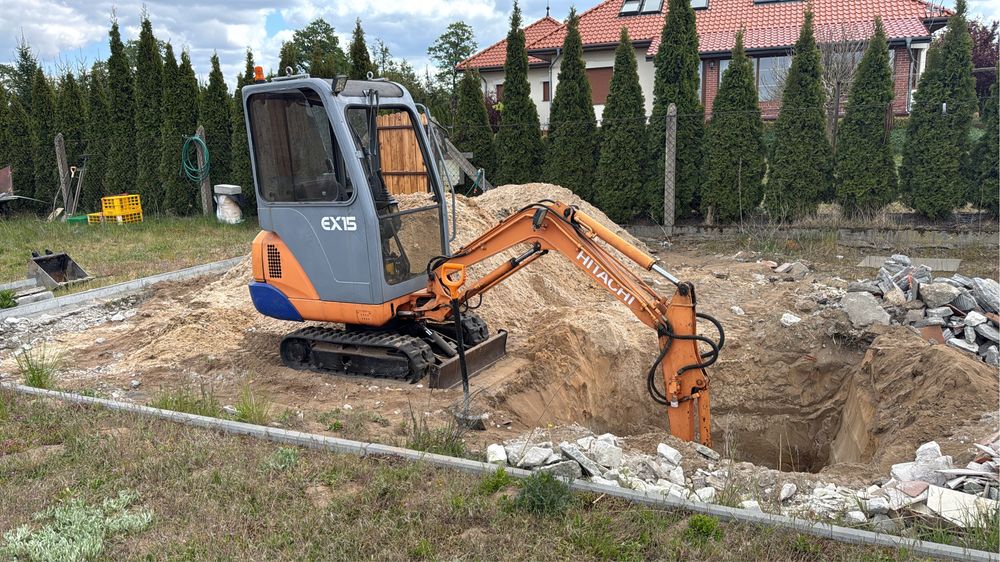 Wynajem minikoparki hitachi ex15 + laweta