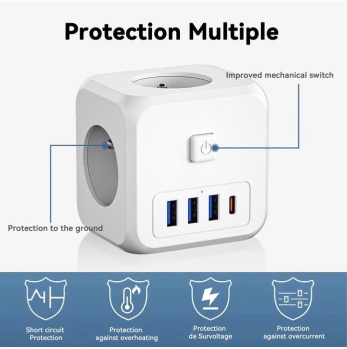 Listwa ścienna LENCENT 7 w 1 EU Plug, PD35W 3AC 3U1C