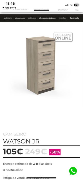 Cómoda de 5 gavetas