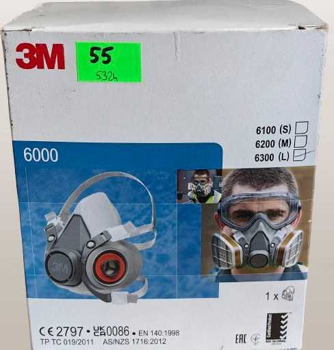2x Półmaska 3M 6300L, 3x Filtry 3M 6057 ABE1