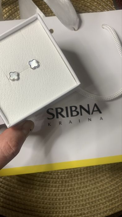 Сережки пусети, срібло, перламутр