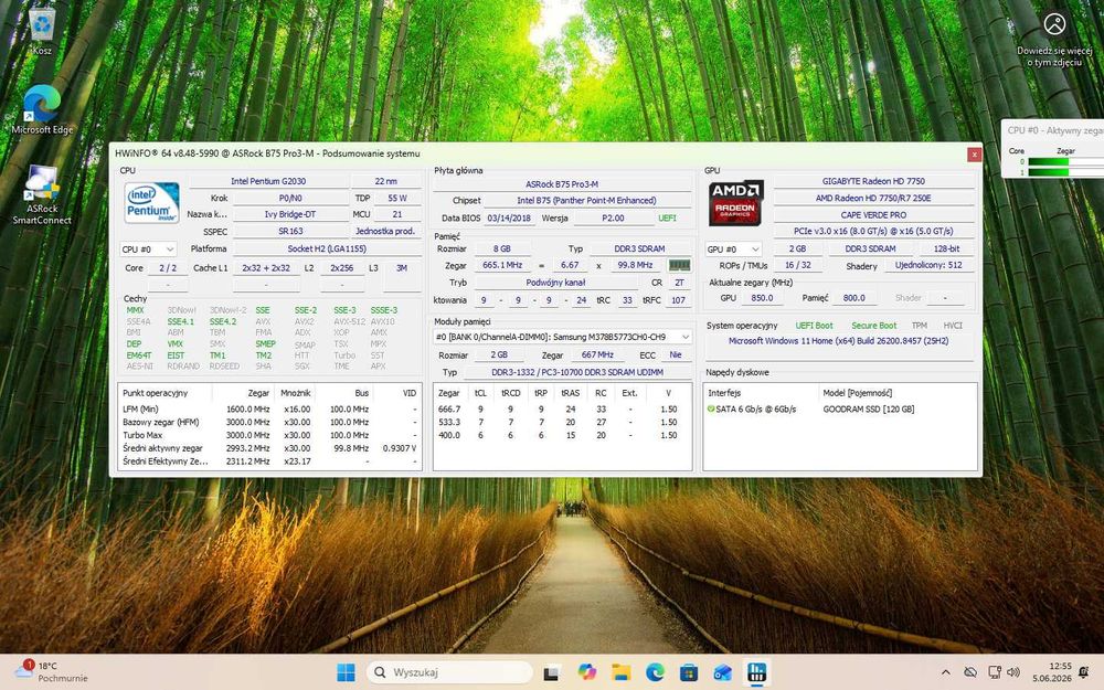 Komputer - Intel G2030, SSD 120 GB, Radeon HD 7750