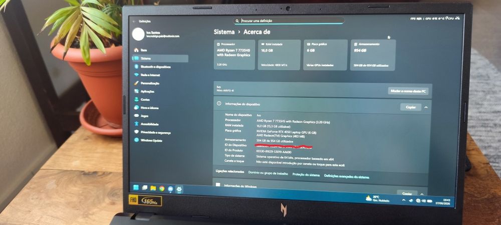 Portátil Acer Nitro V 15 – Ryzen 7 + RTX 4050 6GB – 16GB RAM DDR5 – 1TB SSD