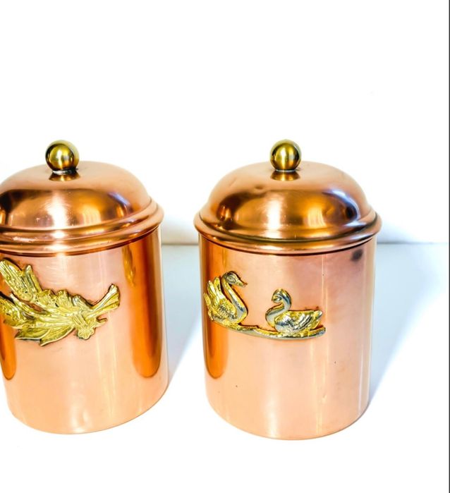 Conjunto de potes em cobre estanhado