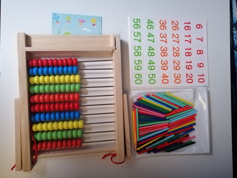 Nowe duże  liczydło drewniane nietoksyczne  + karty matematyczne i pa