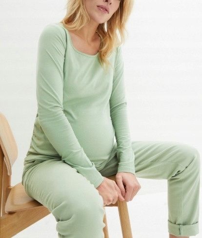 B.P.C szałwiowa bluzka ciążowa bawełniana długi rękaw r.40/42