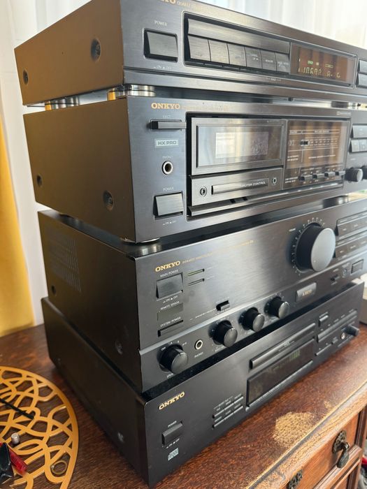 Wieża vintage Onkyo 3 segmenty kolumny Fischer Piękny sprzęt