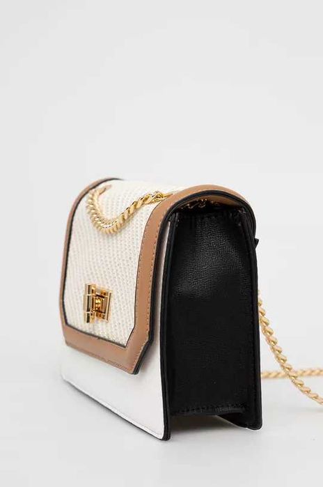 Torebka biała brązowa złoty łańcuszek kopertówka ALDO | Nowa