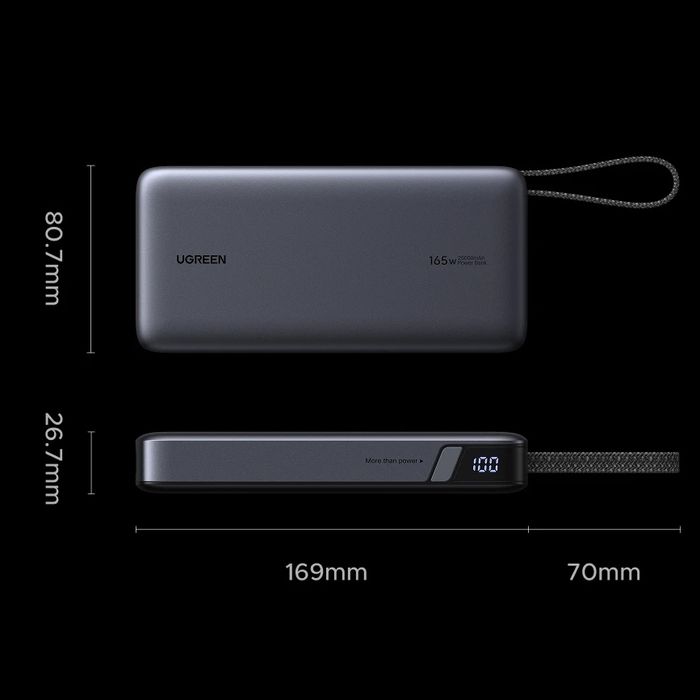 Повербанк Ugreen PB552 Nexode 25000mAh 165W з подвійними USB-C кабелям