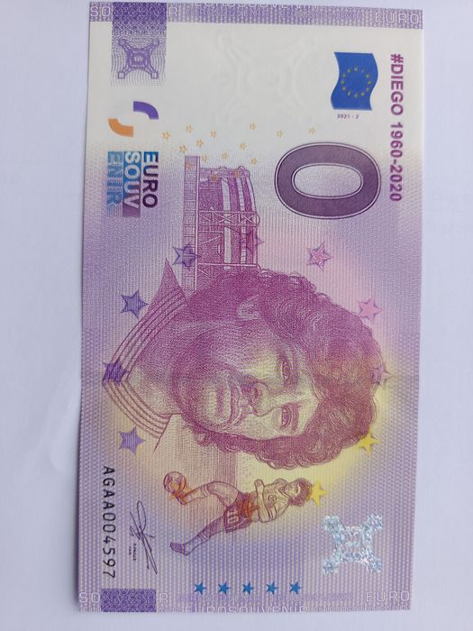 Nota comemorativa 0 euros Diego Maradona