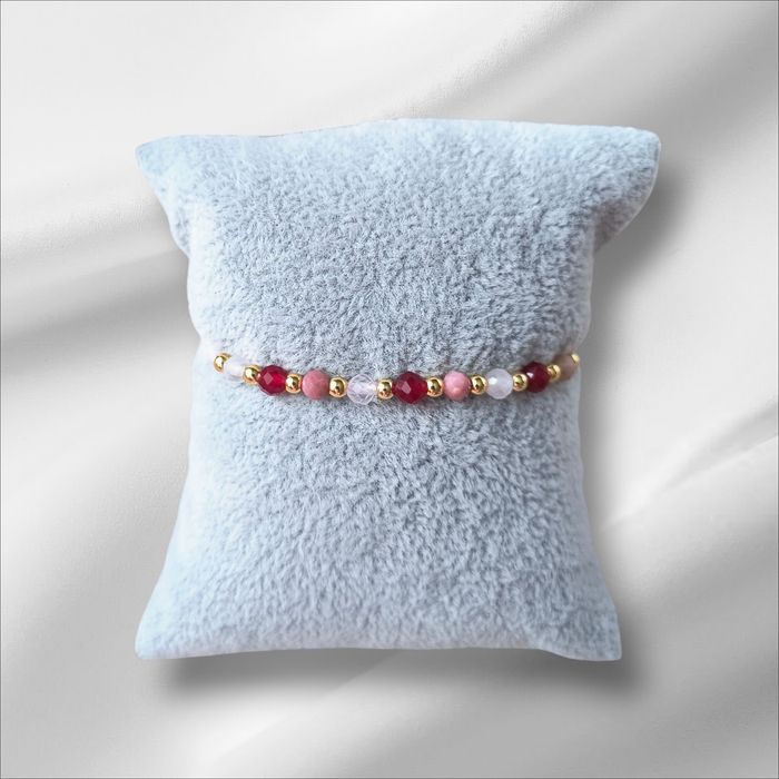 Bransoletka Talizman Miłość - Kwarc Różowy, Rubin, Rodonit