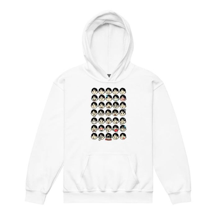 Hoodie Padrão Doodle de Expressões Animadas