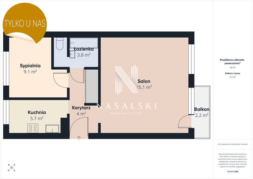 48,4 M2 2 Pokoje Beskidzka - Widok 4