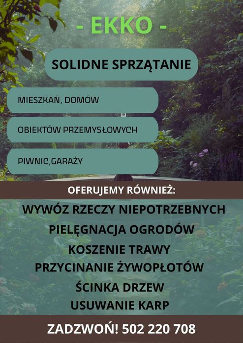Sprzątanie mieszkań i domów + ogrody | Wywóz, koszenie, ścinka drzew