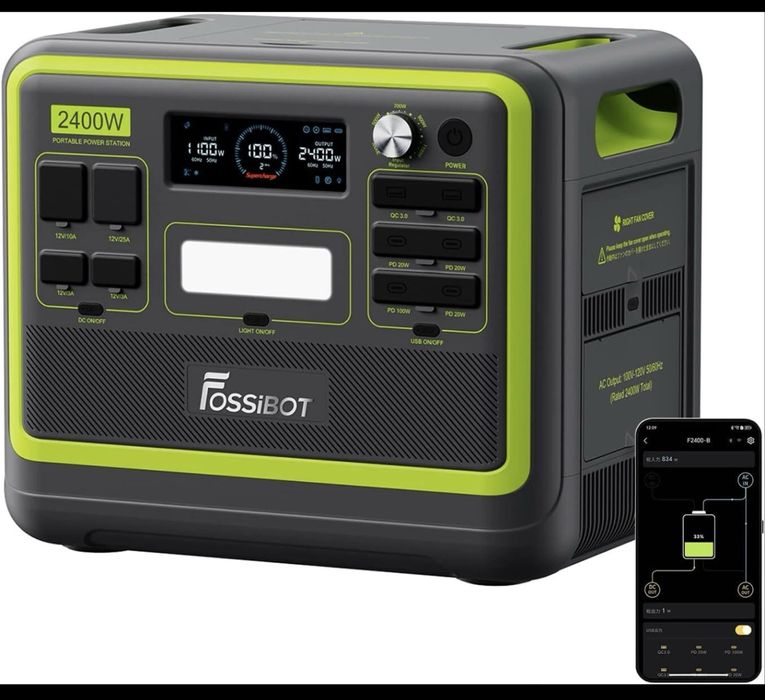 FOSSiBOT F2400 портативна зарядна станція 2048Wh 2400W LiFePO4