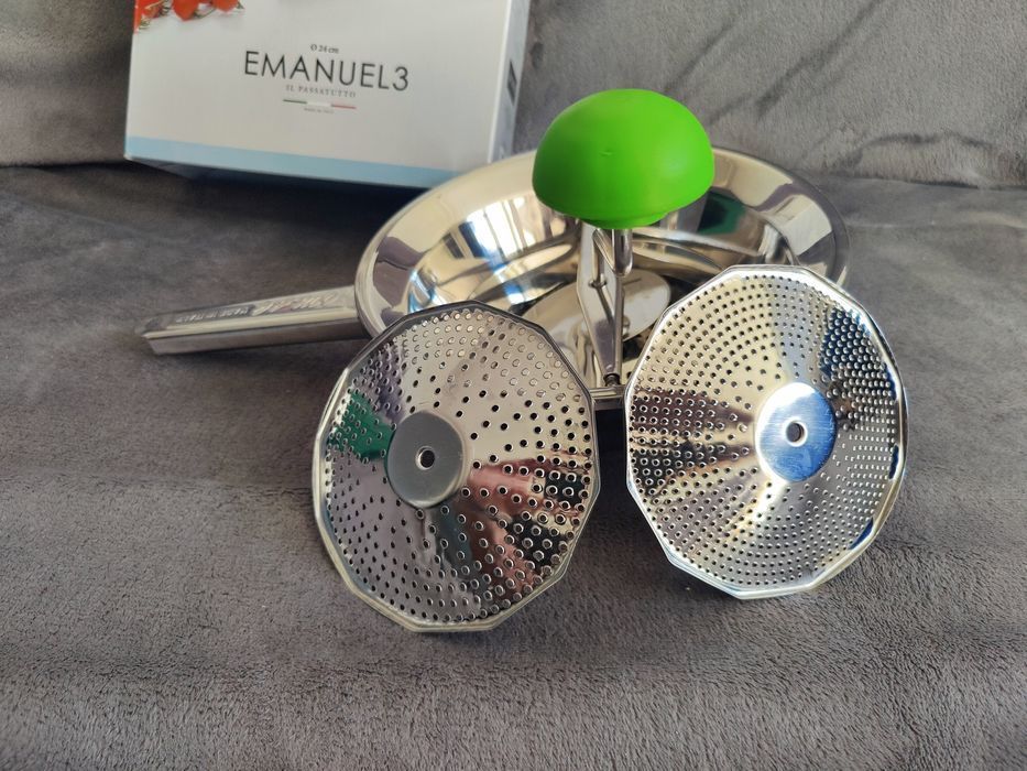 OUTLET Włoski duży nierdzewny przecierak do pomidorów malin OMAC 24cm