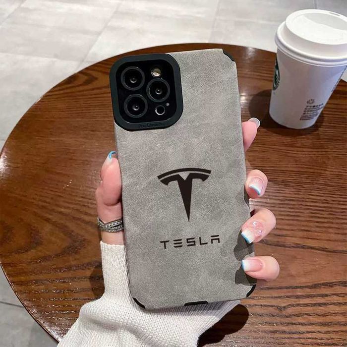 Силіконовий Чохол Tesla для iPhone,Чехол Тесла, Еко-замш Сірий (Grey)