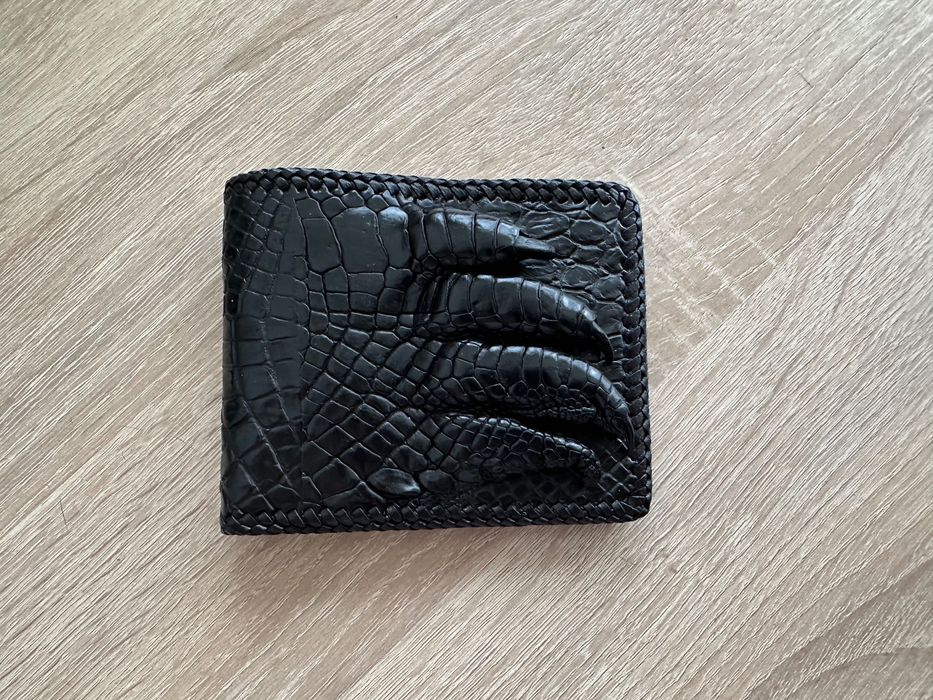 Гаманець із натуральноі шкіри крокодила з лапою чорний Тайланд