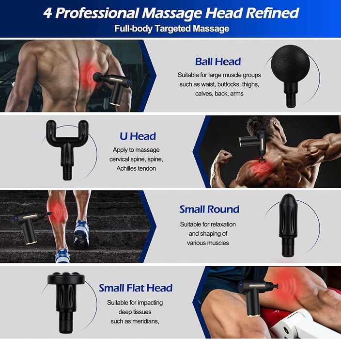 (NOVA) Pistola de massagem muscular, ecrã tátil LCD, leve
