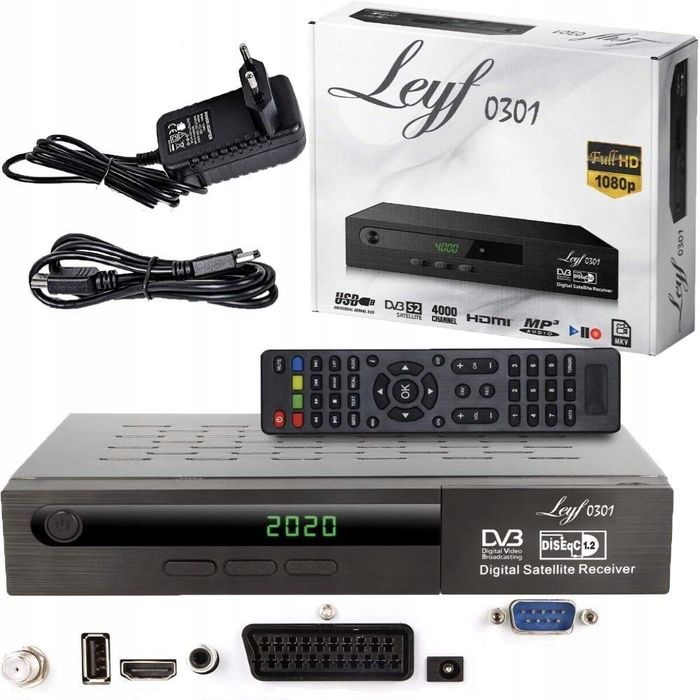 outlet tuner leyf leyf0301 dvb-s2 + kabel hdmi usb scart (euro)