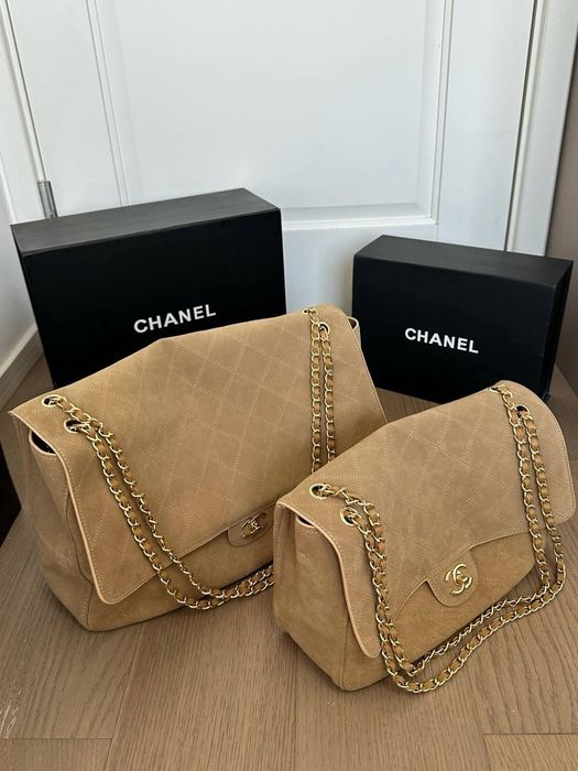 Замшевая люксова сумка  Шанель 26S Chanel, Chanel Maxi Flap Bag flap bag, Матьє Блазі, розмір 39*26 см та розмір 32*19 см
