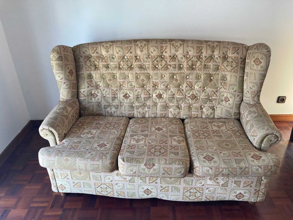 Conjunto de Sofás Vintage (Sofá-cama de casal + 2 Cadeirões)