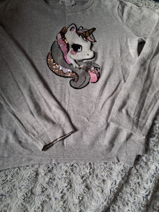 Sweterek z jednorożcem H&M 134/140
