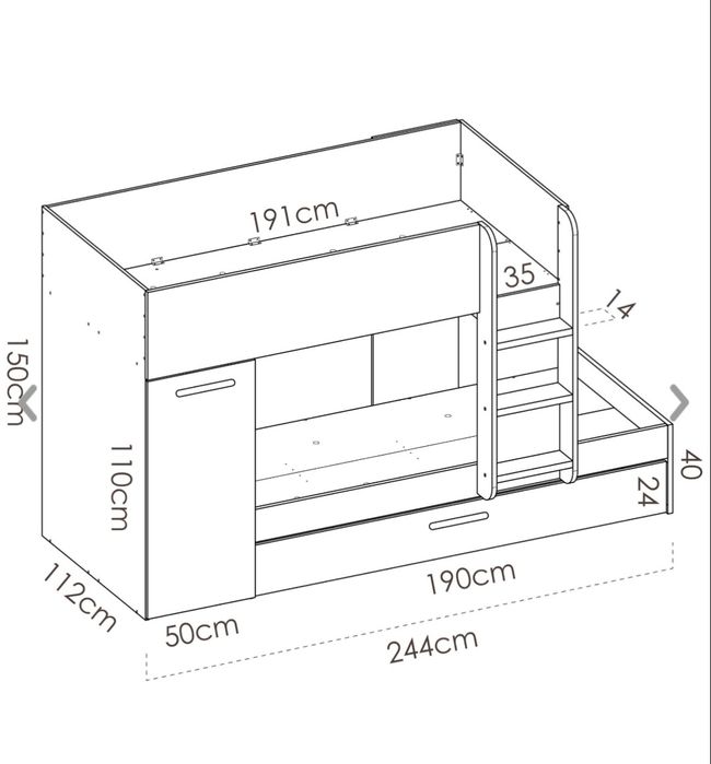 Beliche HomyCasa com cama inferior + arrumação