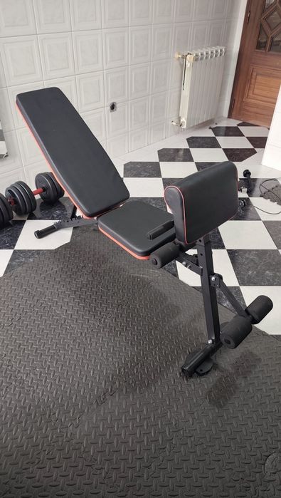 Discos + Banco + Halteres + Polia - Kit Musculação Completo