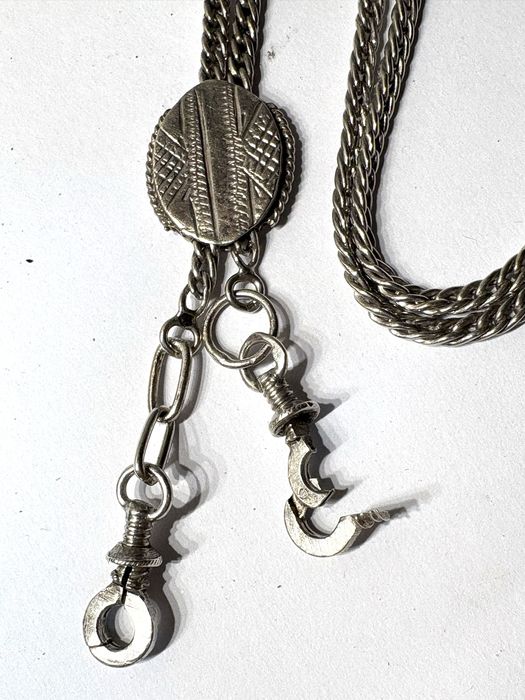Fantástico antigo corrente / fio de relógio de bolso 80 cm em prata