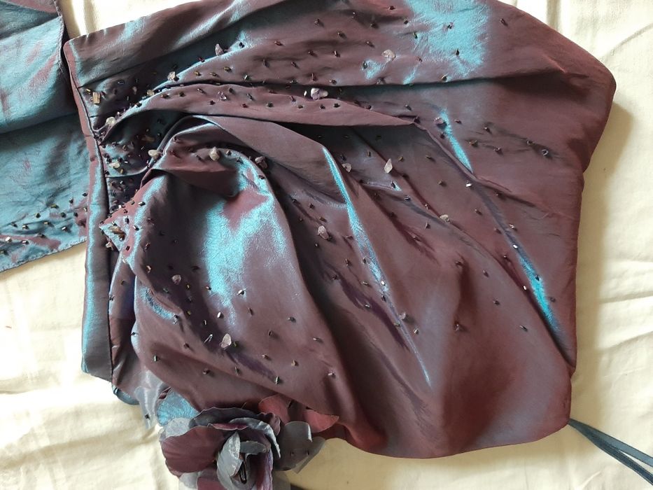 Suknia satynowa, długa, gorset