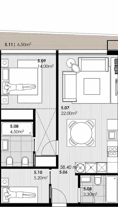 Apartamento T1+1 num Empreendimento Novo – Último Andar – Canidelo