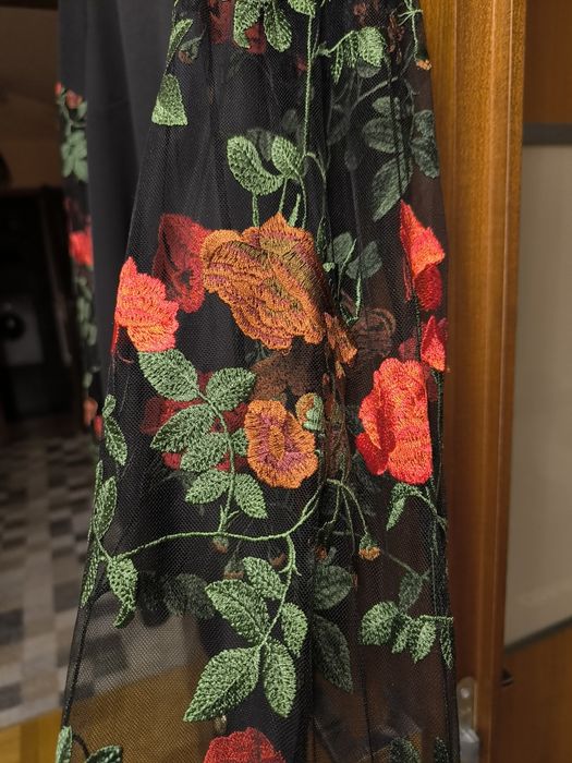 Śliczna elegancka sukienka La Blanche, ozdobne rękawy, XL