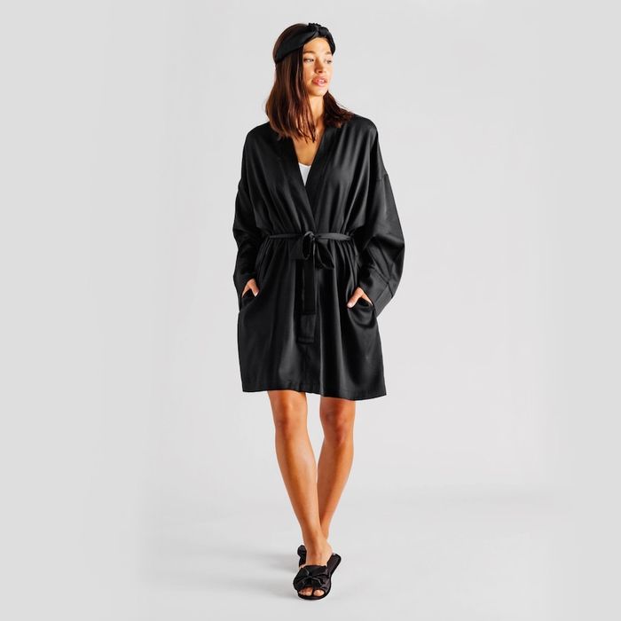 Home&You SZLAFROK Z LYOCELLU czarny kimono S M 36 58 nowy z metkami