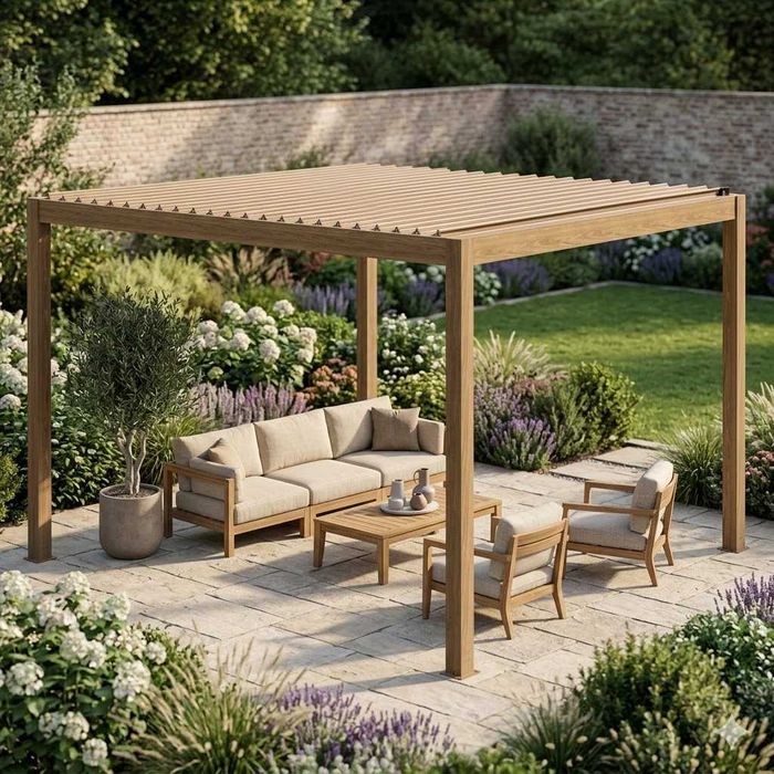 Pergola Ogrodowa 3x4 Tarasowa Drewnopodobna Zadaszenie Tarasu Automat