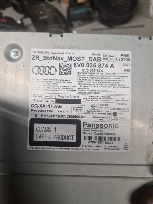 Audi A3 8V Ekran Czytnik mmi Nawigacja Zestaw 8V0.919.603A 8V0.035.874