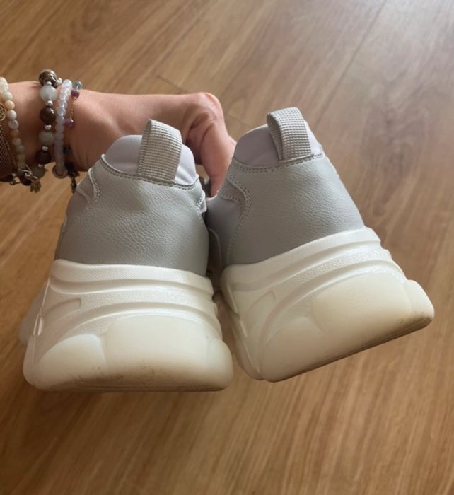 Szare sneakersy trampki buty na masywnej podeszwie