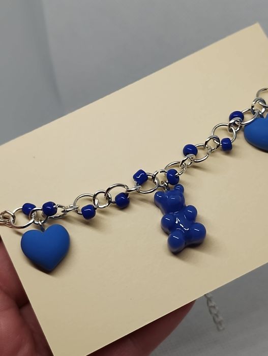 Bransoletka serce miś granat misiek haribo