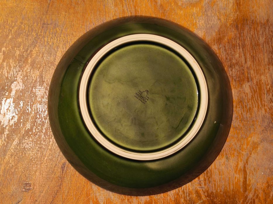 Zielony głęboki talerz Porcelit Pruszków PRL