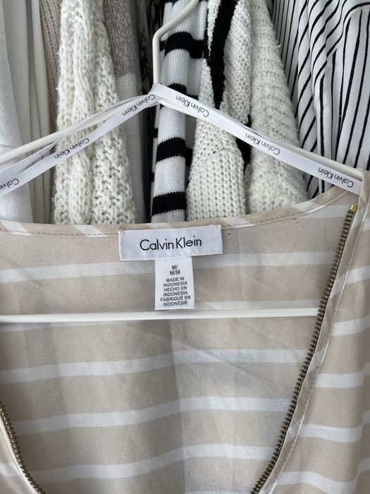 Beżowa koszula w białe paski Calvin Klein M
